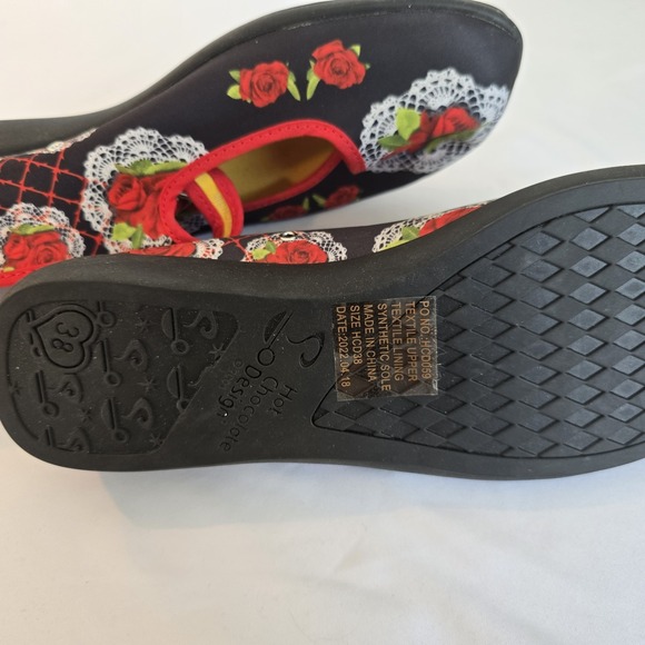 Hot Chocolate - Chocolaticas Mary‎ Jane Flats Rose Lace Print Buckle Shoes 7.5 - Picture 10 of 11
